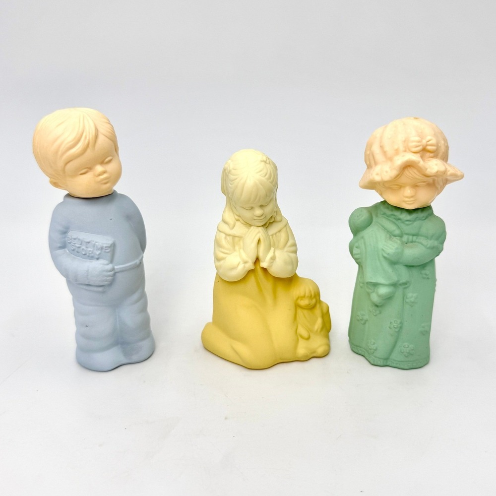 Vintage Avon Set 3 Praying Girl Bedtime Boy 1970s Retro
